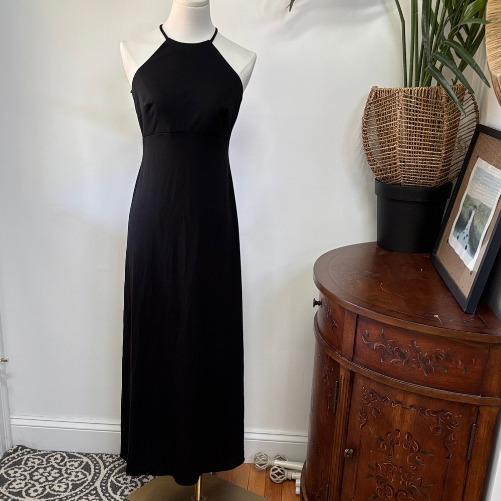 Laundry By Shelli Segal Black Halter Maxi Dress 2P